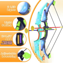 Kmuxilal 2 Pack Kids Bow and Arrow Set with LED Flash Lights, 14 Suction Cup Arrows and Fluorescence Standing Target-Perfect Indoor and Outdoor Game Archery Set Toy Gift for 4 5 6 7 8-12 Year Old Boys