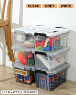 Clear plastic storage bins with lids for home office pantry organization