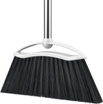 Heavy Duty Broom, 54-inch Adjustable Long Handle Angle Brooms Large Brooms for Sweeping Indoor and Outdoor Commercial Broom for Home Kitchen Patio Garage Porch Courtyard Classroom, White