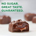 russell stover sugar free assorted caramels in chocolate, 15.3 oz. bag, made with stevia extract, no added sugar