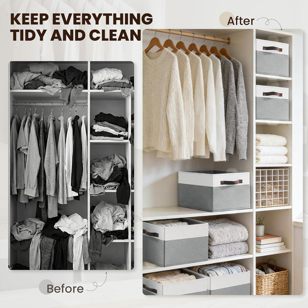 Large Closet Storage Baskets with Handles for Home Organization