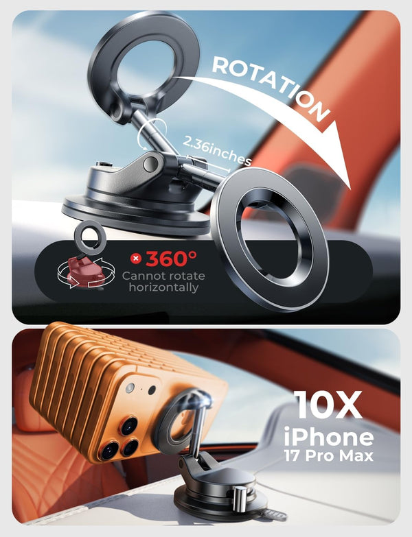 LISEN 2 Pack for Magsafe Car Mount, Magnetic Phone Holder for Car, Strong Magnetic Car Phone Holder, 89 LBS Suction Cup Phone Mount, Phone Holder for Car Mount for iPhone, Gifts for iPhone 17 16 15