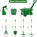 duckura kids gardening tools set 7pcs wheelbarrow set for kids with shovel rake leaf rake summer outdoor yard digging weed birthday gifts toys green