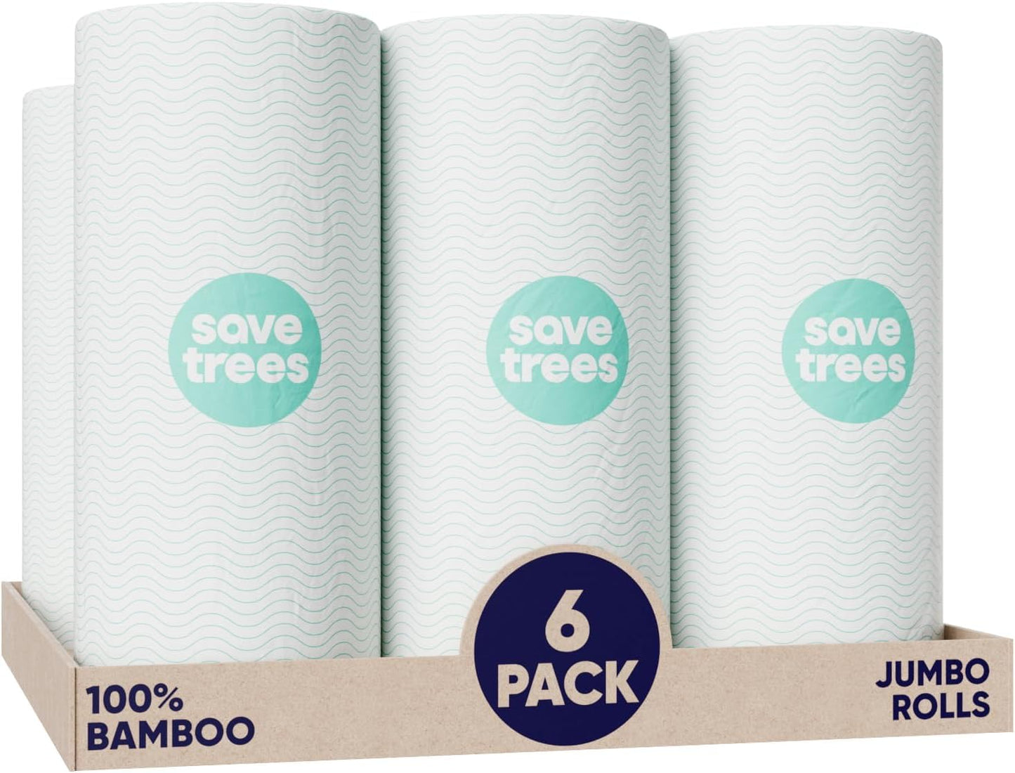 Save Trees Bamboo Paper Towels 12pk - 1800 Sheets Paper Towel Rolls Ultra Absorbent & Durable EcoTowels - FSC-Certified, Vegan Bamboo Kitchen Rolls
