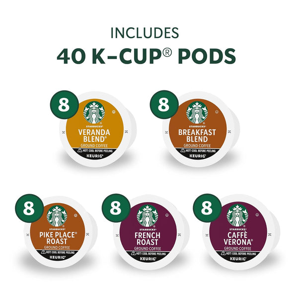 Starbucks K-Cup Coffee Pods Variety Pack 40 Count Keurig Compatible