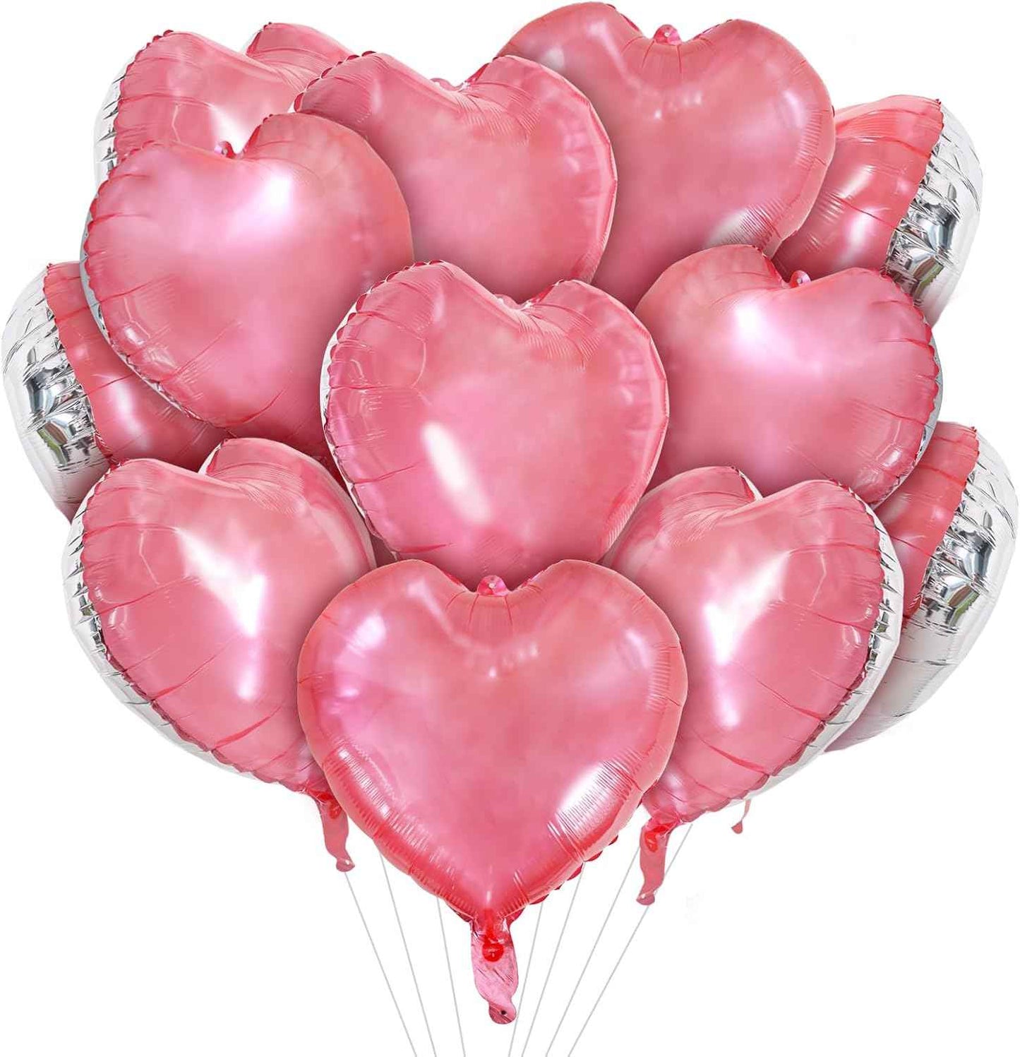TONIFUL 30Pcs 18 Inch Red Heart Balloons Valentine’s Day Heart Shape Foil Mylar Balloons Decoration for Romantic Valentine's Day Wedding Bridal Shower Anniversary Engagement Party Supplies