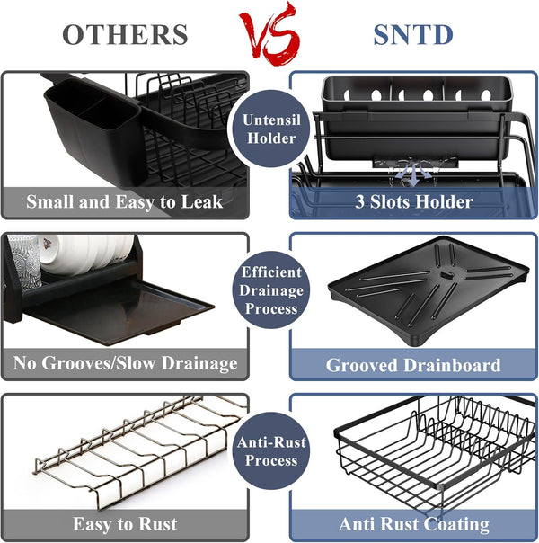Large capacity dish drying rack with rust resistant material