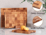 Bamboo cutting boards for kitchen, 3-piece set with juice groove