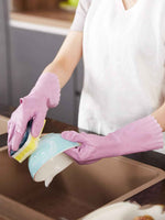 LANON Skin-Friendly Dishwashing Gloves - 3 Pairs of Reusable, Non-Slip Kitchen Gloves with Cotton Liner
