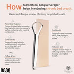 mastermedi 100 stainless steel tongue scraper for adults bad breath oral care