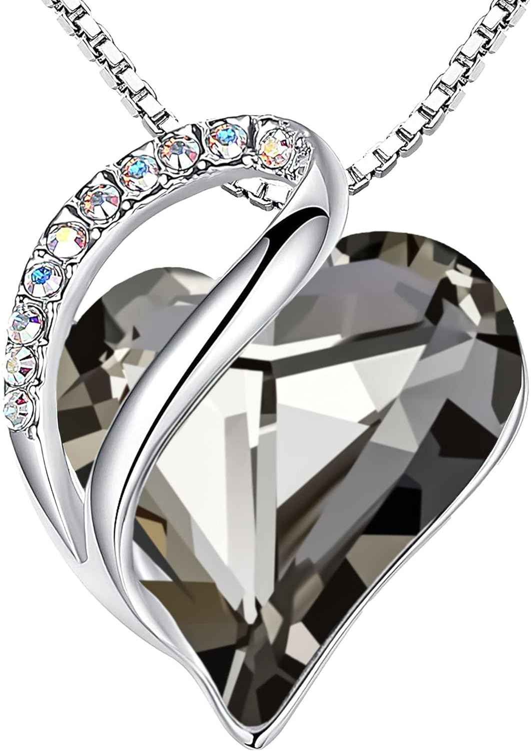 Leafael Valentine's Day Gift Necklaces for Women, Infinity Love Birthstone Heart Crystal Pendant, Birthday Anniversary Jewelry for Wife, Mom, and Her, Silver Plated, 18" + 2" Adjustable Chain | Gifts for Her, Birthday Jewelry, 18 plus 2 inch, Mom, Wife