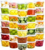 Dipoo 60 Sets (120-Piece) Deli Containers with Lids, 32/16/8 oz X 20 Set Each, Leak-Proof & BPA Free Airtight Takeout Plastic Food Storage Containers for Soup, Freezer/Microwave/Dishwasher Safe