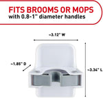 command damage-free broom and mop hangers, 2 hangers and 4 strips, wall mount household cleaning organizer