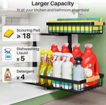 Under Sink Organizer, 2 Packs 2 Tier Under Sink Organizers and Storage, Metal Sliding Drawer for Kitchen Bathroom Pantry Cabinet Closet Organization Rack