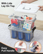 Clear plastic storage bins with lids for home office pantry organization