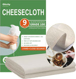 Organic Cheese Cloths, GOTS Certified, Grade 100, 36x36Inch, Reusable Cheese Cloth with Closed Edges Fabric Fine Mesh Cloth, Unbleached Cotton Muslin Cheesecloth for Straining,Cooking,Crafts - 9 Sq.Ft