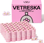 vetreska dog poop bag dispenser with cherry blossom scented bags and holder, pink