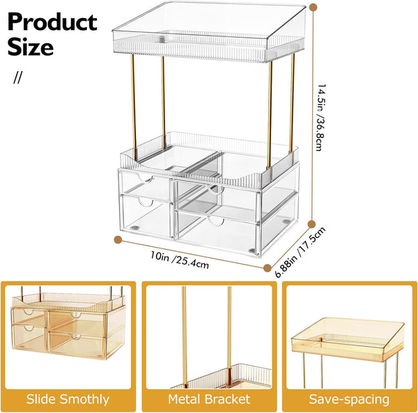 4-Tier Makeup Organizer with 4 Drawers for Countertop Storage
