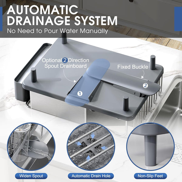 304 Stainless Steel Dish Drying Rack with Large Capacity and Drain Board