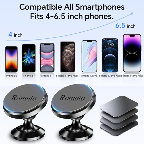 2-Pack Magnetic Phone Holder for Car Dashboard with Strong Magnet