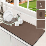 Dish Drying Mat for Kitchen Counter, 12"x19" Dish Drying Pad with Non-slip Rubber Backed, Hide Stain Anti Absorbent for Kitchen Counter, Drying Mat for Coffee Machine Dish Rack (Grey)
