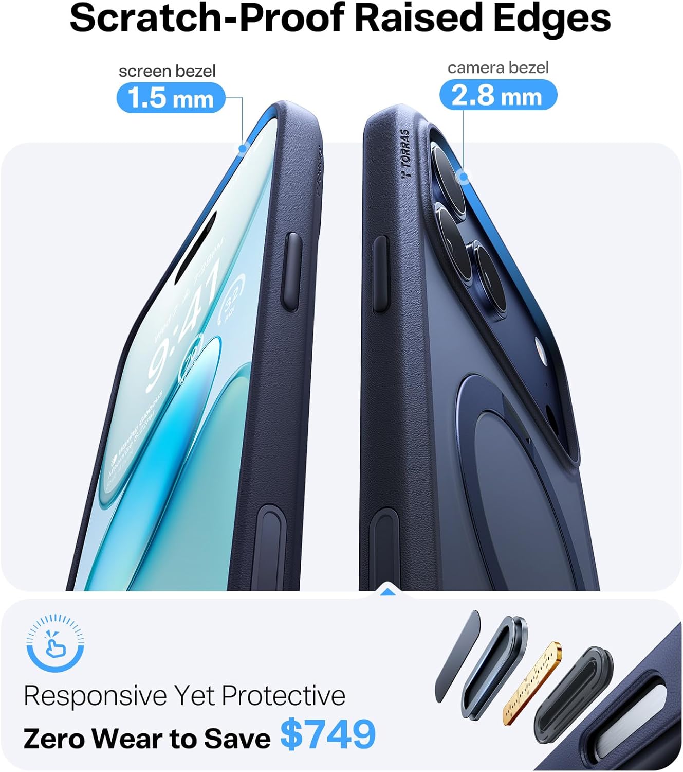 TORRAS Q3 Spin for iPhone 17 Pro Max Case with 360 Magnetic Stand, Camera Control, Fit for MagSafe, 4X Military-Grade Shockproof Case for iPhone 17 Pro Max Phone Case with Kickstand, Deep Blue - Rayz Mart