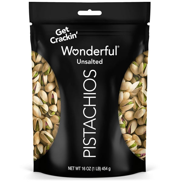 Wonderful Lightly Salted In-Shell Pistachios, Gluten Free, Plant Based Protein, 16 Ounce Resealable Bag