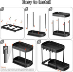 Multi-Purpose Pull-Out Storage Organizers, Under Sink/Cabinet Organizers and Storage for Bathroom & Kitchen, Black, 12.8 Inches, 2 Packs
