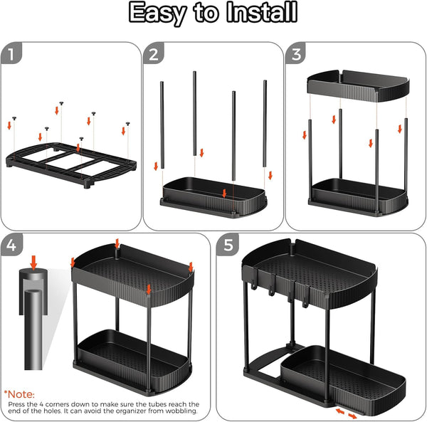 Ukeetap Multi-Purpose Pull-Out Storage Organizers for Bathroom and Kitchen