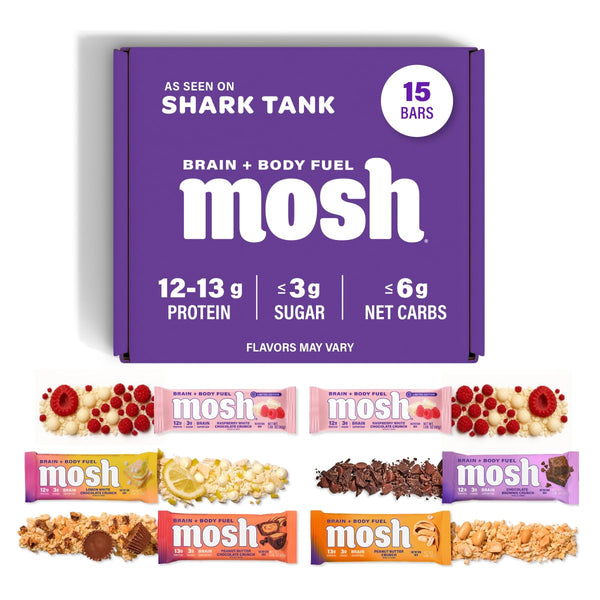 MOSH Variety Pack Keto Protein Bars, High Fiber, Low Carb, Gluten Free, High Protein, 6 Count