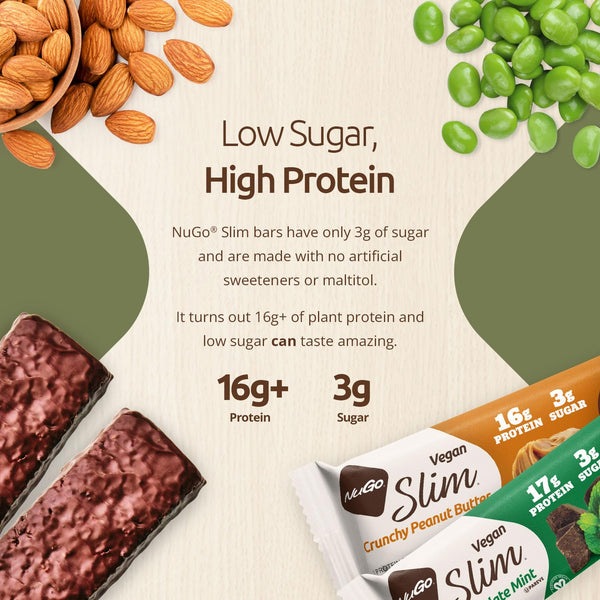 NuGo Slim Dark Chocolate Crunchy Peanut Butter Protein Bars, 24 Count