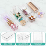 WOWBOX Clear Drawer Organizer Set, 6 Pack Acrylic Storage Trays with Premium Material and Stackable Design