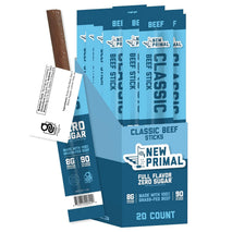 Grass Fed Beef Sticks, 20 Pack, 8g Protein, 90 Calories, Keto, Gluten Free, Sugar Free