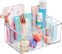 Clear Plastic 5-Compartment Organizer for Makeup and Office Supplies Made in USA