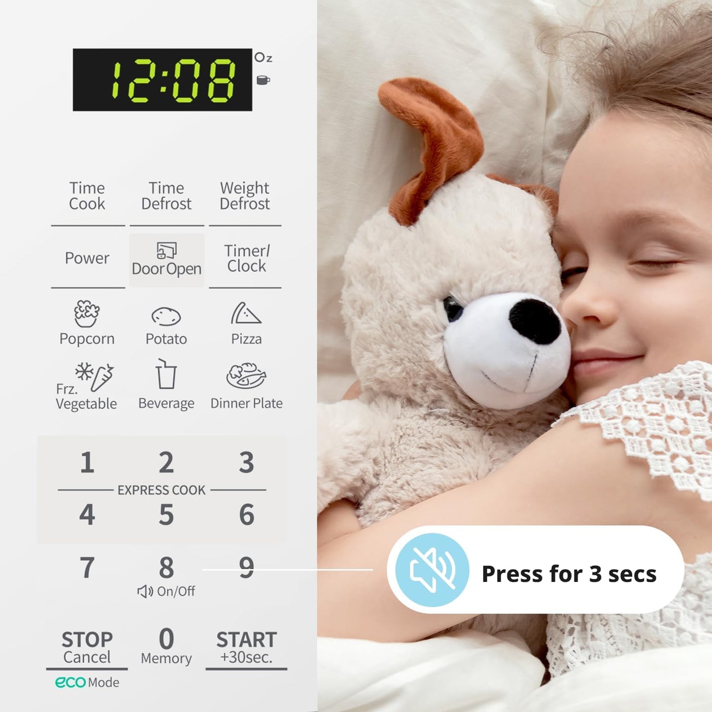 COMFEE' EM720CPL-PM Countertop Microwave Oven with Sound On/Off, ECO Mode and Easy One-Touch Buttons, 0.7 Cu Ft/700W, Pearl White