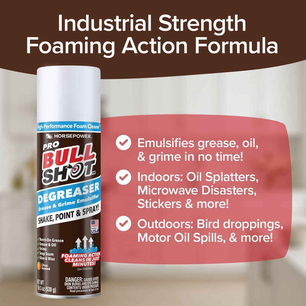 Bull Shot Degreaser Pro: Heavy-duty, Foaming Cleaner for Grease, Oil, and Grime Removal