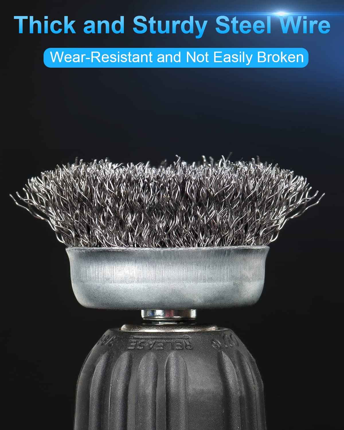 Rocaris 6 Pack Carbon Steel Wire Wheel and Pen Brush Set with 1/4-Inch Hex Shank for Rust Removal, Corrosion and Scrub Surfaces