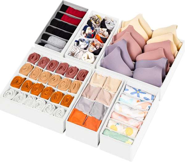12 pack fabric drawer organizer with 116 cells for storage and closet organization