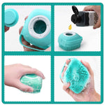 elegx pet grooming bath massage brush yellow soft silicone bristle for long short haired dogs cats shower