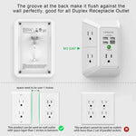 Qinlianf Wall Charger 5 Outlet Extender with 4 USB Charging Ports 3-Sided Power Strip Multi Plug Adapter 3U1C