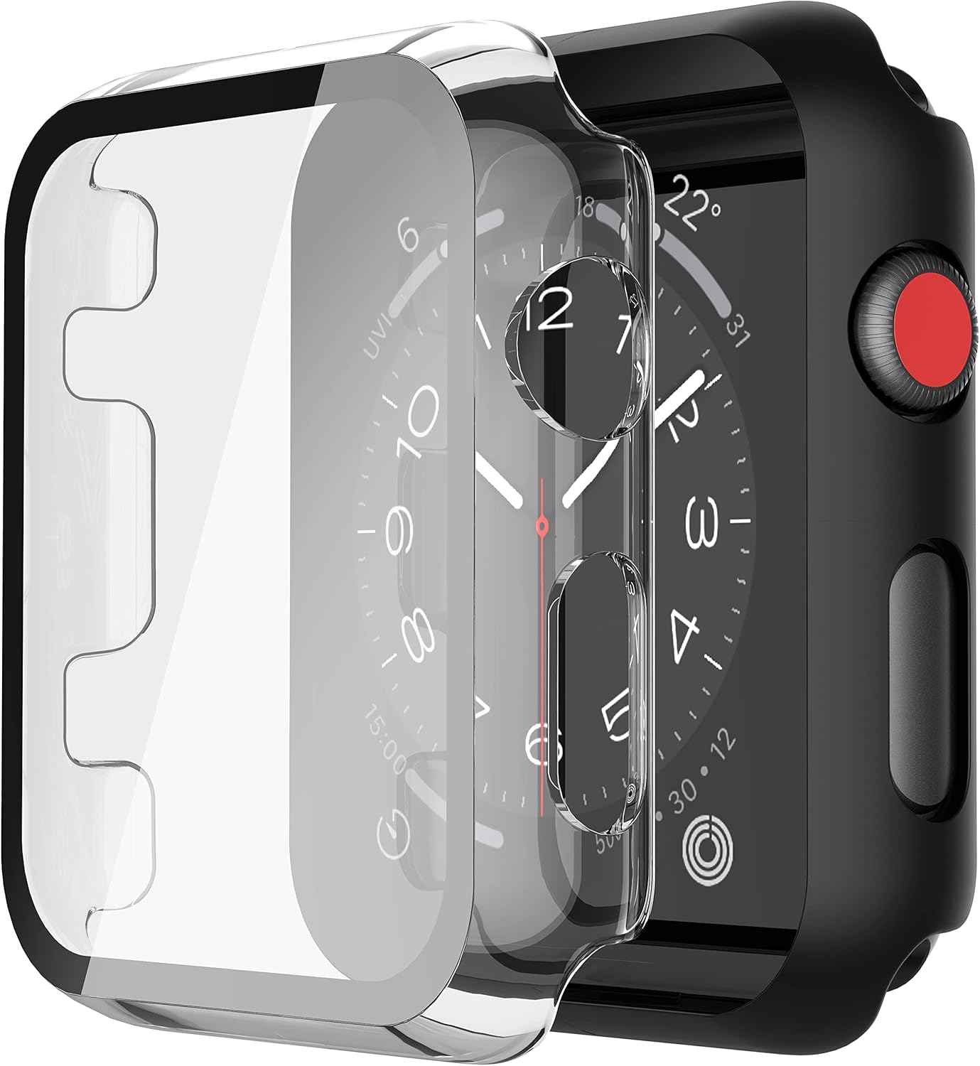 Misxi 2 Pack Tempered Glass Case Compatible for Apple Watch Series 11 (2025) Series 10 46mm, Screen Protector Cover for iWatch, Black