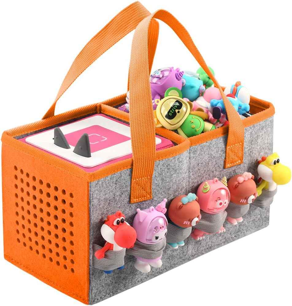 Carrying Case for Toniebox Starter Set and Tonies Figurines, Travel Felt Cloth Musical Toy Folding Bag for Toniebox 2 & Accessories (Blue)