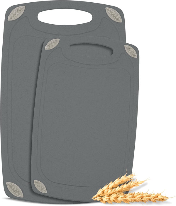 2-Piece Reversible Cutting Board Set Made with Natural Wheat Straw Fiber