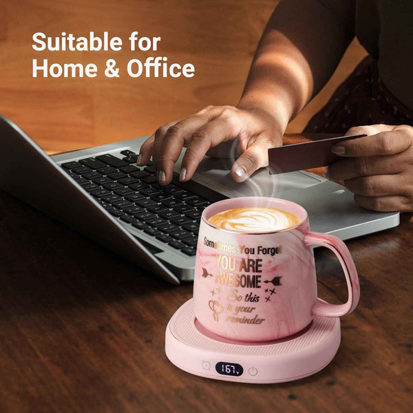 Electric Coffee Mug Warmer & You are Awesome Mug Set, Desk Beverage Warmer with 4 Temperature Settings, Auto Shut Off