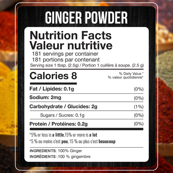 Fresh Finest 100% Pure Ground Ginger Root 15.97oz 453g Culinary and Health Benefits Spice