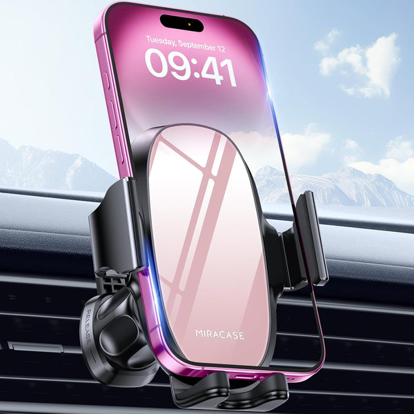 Miracase Upgraded Wider Clamp Phone Holders for Your Car, Metal Hook Air Vent Car Mount [Thick Cases Friendly] Automobile Hands Free Compatible with iPhone 17/16/15/14/13 Series All Smartphone