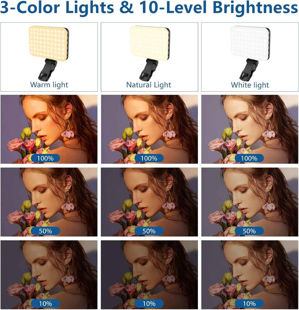 altson 60 led portable selfie light phone video conference laptop lighting clip tripod adapter rechargeable 2200mah