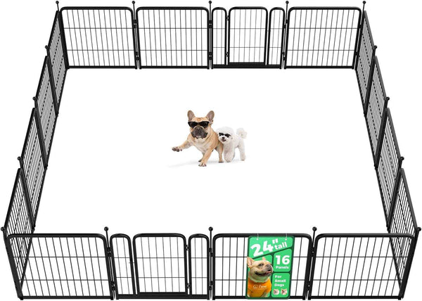 FXW Rollick Unleashed Dog Playpen for Indoor, Yard, RV Camping, 24 inch 8 Panels for Small and Puppy Dogs, Black│Patented
