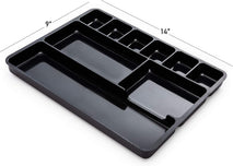 Desk drawer organizer tray with 9 storage compartments for home and office use