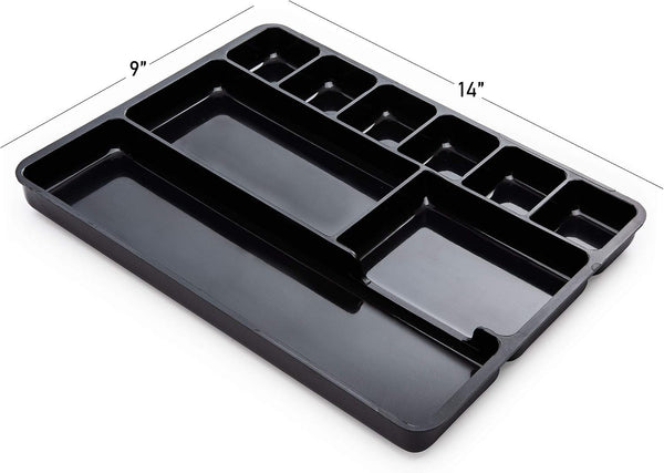 Desk drawer organizer tray with 9 storage compartments for home and office use